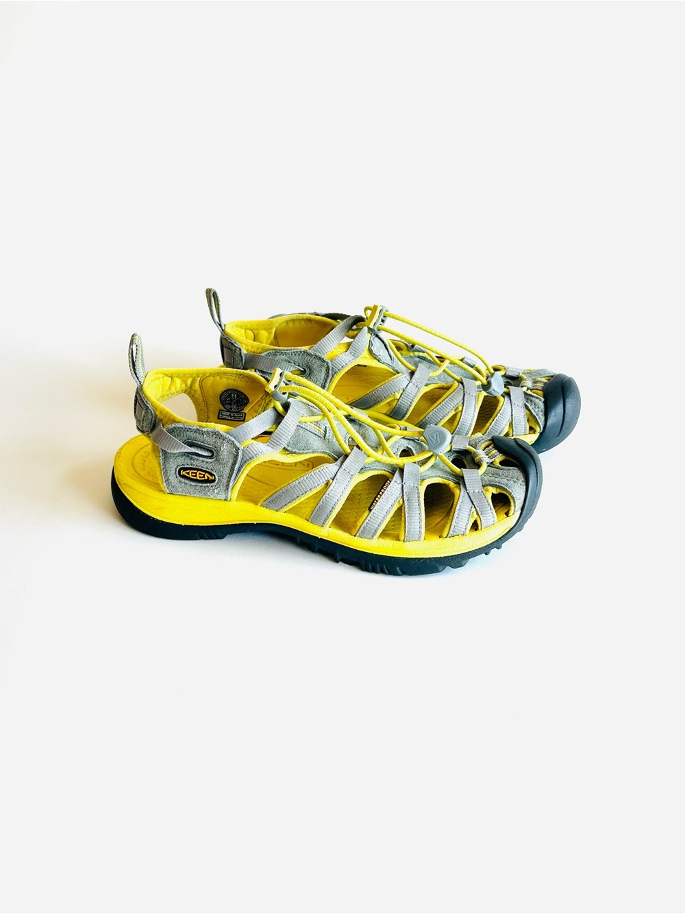 Keen Gray Yellow Waterproof Textile Rubber Outsole Sandals size 9.5